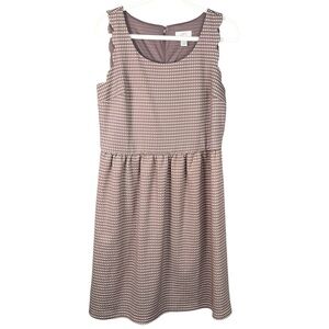 LOFT Scalloped Strap Taupe and White Dress women’s size 10